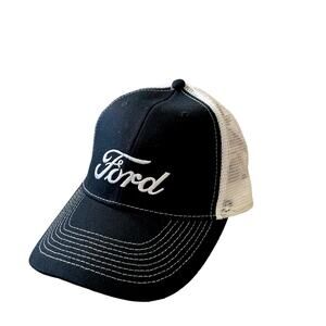 FORD Men's Mesh Hat Black White Embroidered Logo One Size Fits Most OSFA